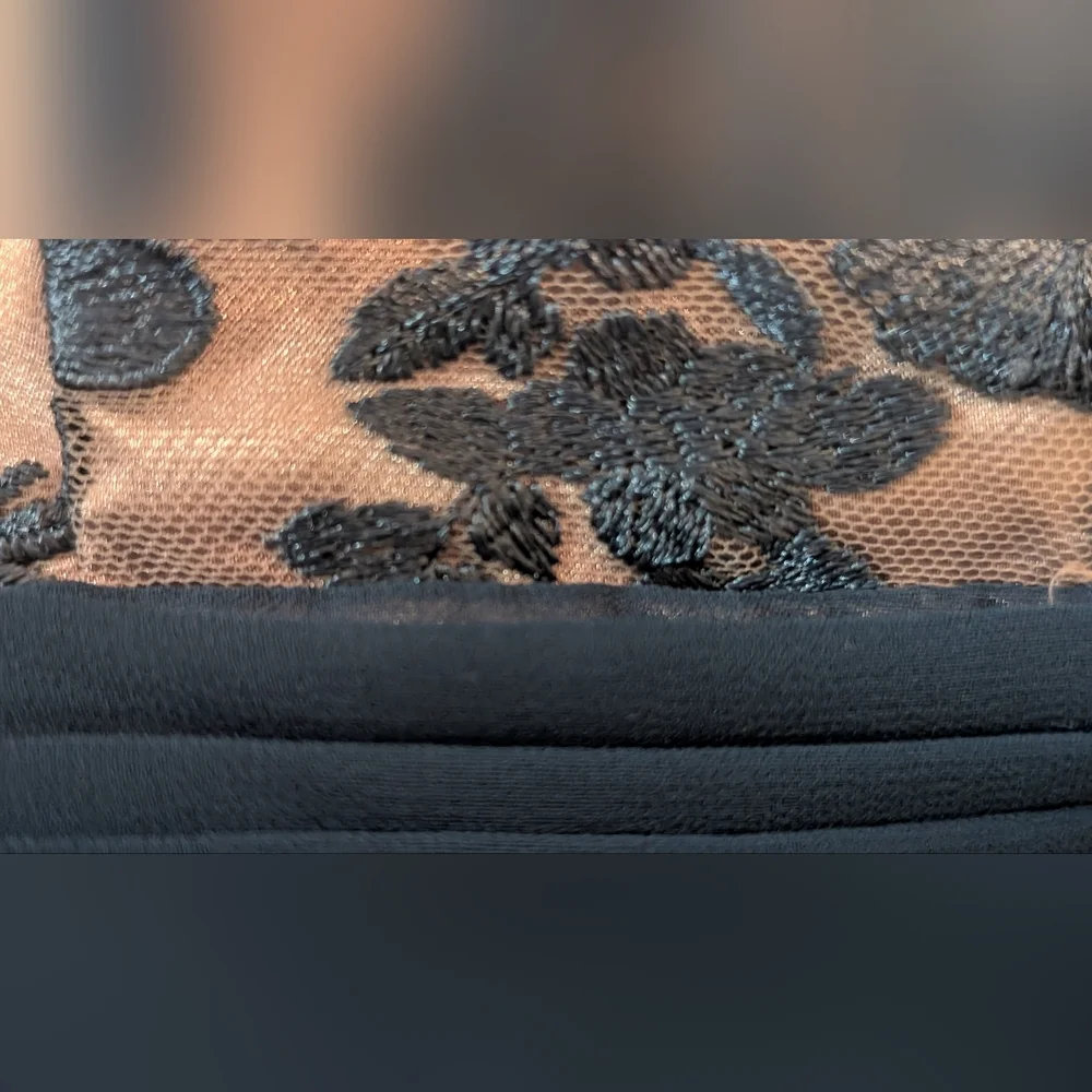 JS Collections Blush Pink and Navy Embroidered Lace Evening Gown - Picture 8 of 10